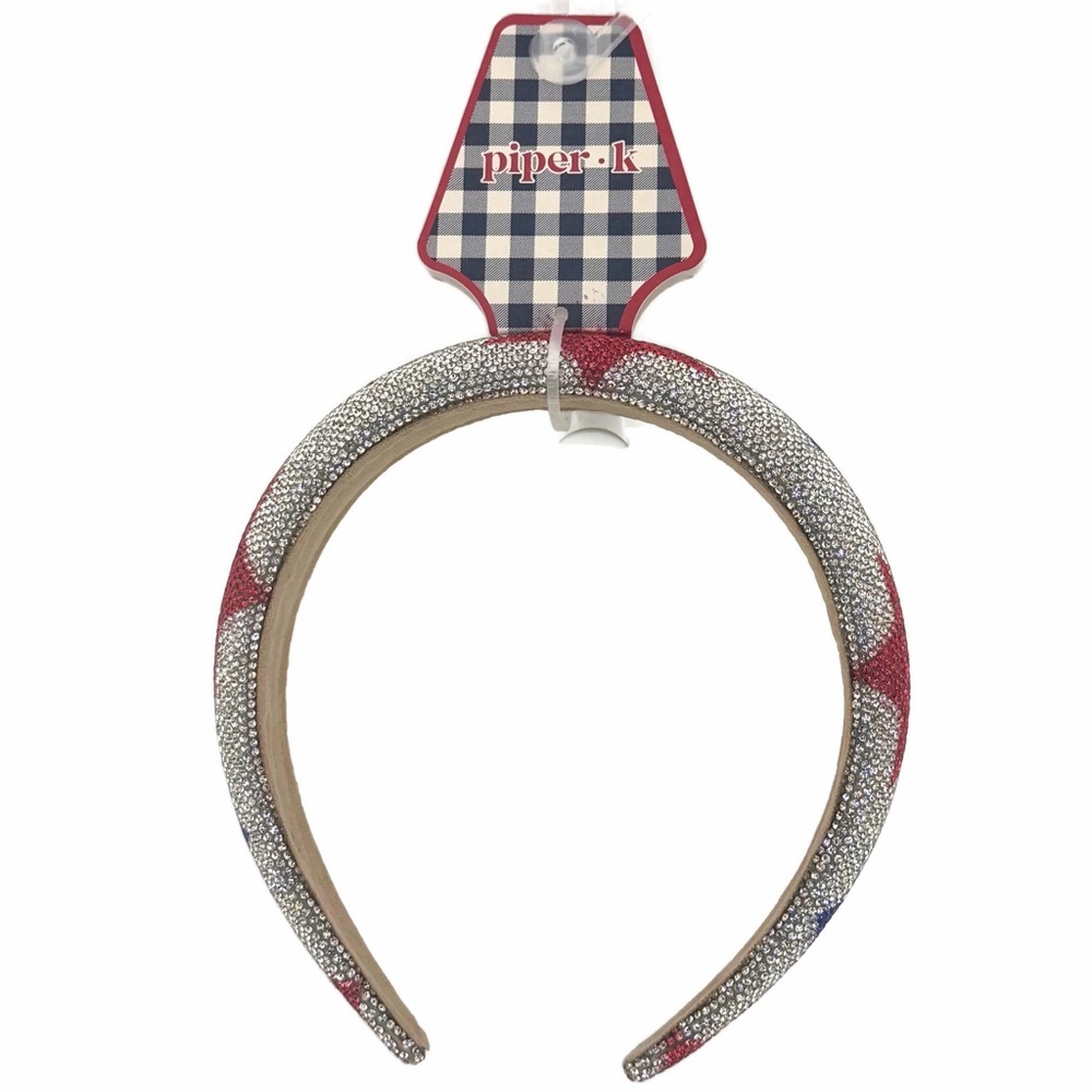 Piper K Red White Blue Rhinestone Padded Headband